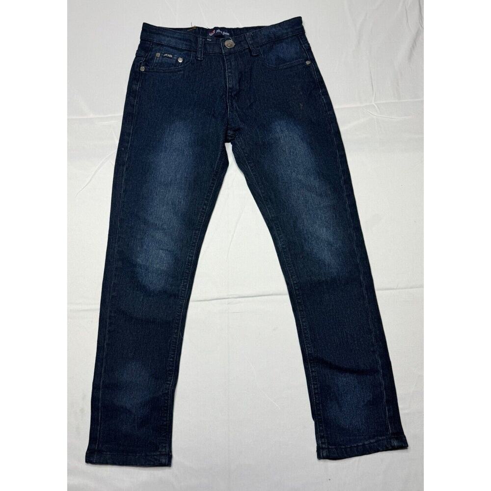 Phat Farm Youth Boys Dark Wash Stretch Skinny Fit Blue Jeans - Size 10 (25x23.5)